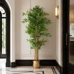 150cm Natural Look Artificial Bamboo Plants Trees Xl With Gold Planter