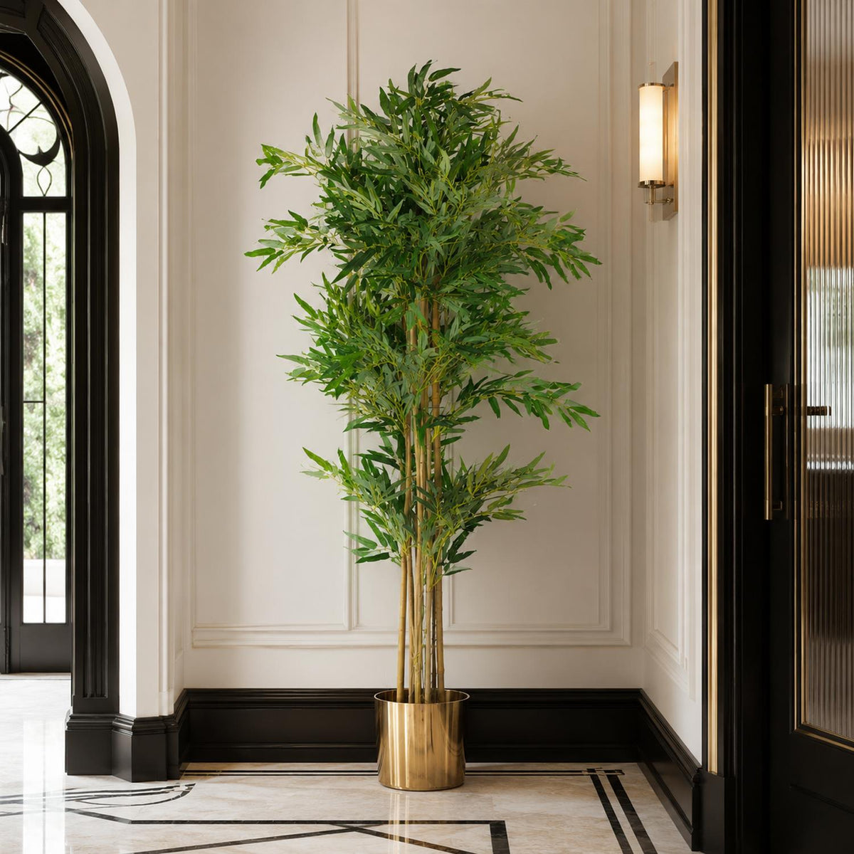 150cm Natural Look Artificial Bamboo Plants Trees Xl With Gold Planter
