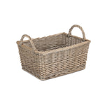Wicker Antique Wash Finish Handled Unlined Storage Basket | Large | Brown