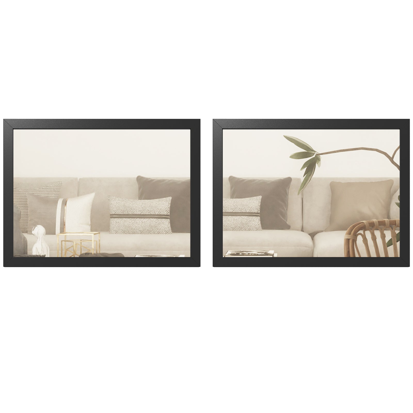 30 X 40 Cm Wall Bathroom Mirror, Vanity Mirror, Set Of 2 | Black