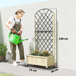 Garden Bed W/metal Trellis, Wooden Elevated Planter Box | Light Brown