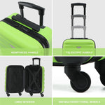 55x35x20cm Cabin Carry On Suitcase Hard Shell Overhead Luggage 100+ Airlines Approved | Cabin | Green