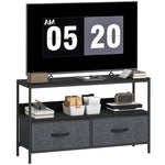 Tv Cabinet, Tv Console Unit With 2 Foldable Linen Drawers | Black