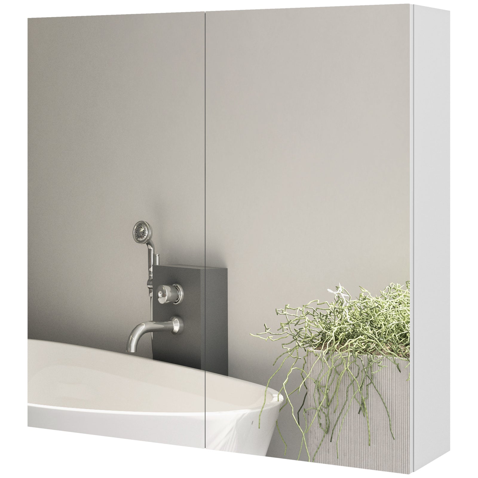 Wall Mounted Bathroom Storage Cupboard With Mirror And Shelf