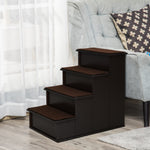 4 Step Wooden Dog Steps Pet Stairs Cat Ladder For Bed Couch | Brown