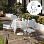 Folding Chair With Steel Frame, Garden Chair Set | Set of 2 | White