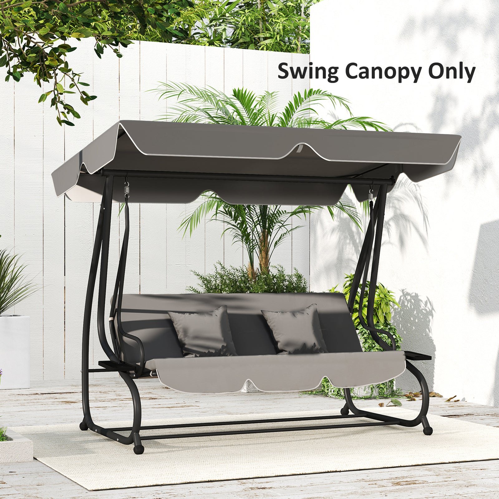 Waterproof Garden Swing Canopy Replacement 3 Seater | Dark Gray