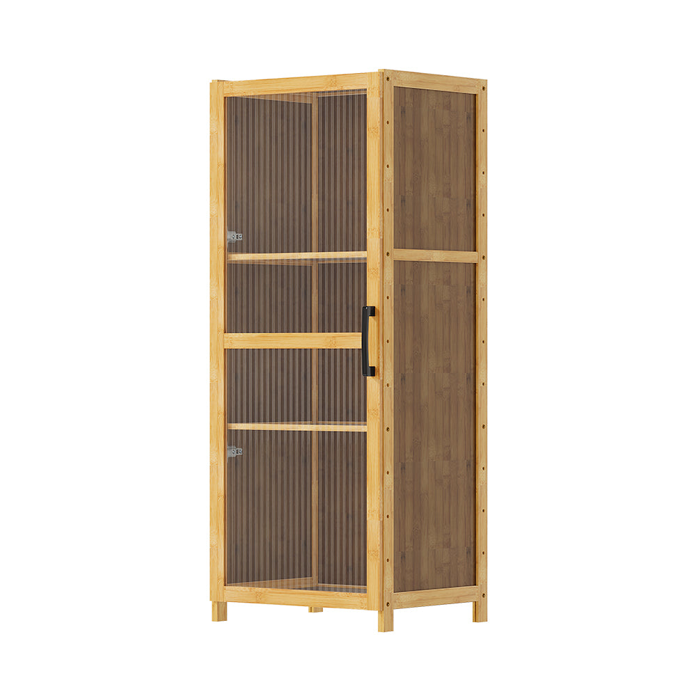 3-tier Narrow Bookcase Storage Cabinet With Acrylic 40cm W Door