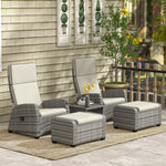 5 Pcs Rattan Garden Furniture Set W/ Reclining Chairs, Table | Gray