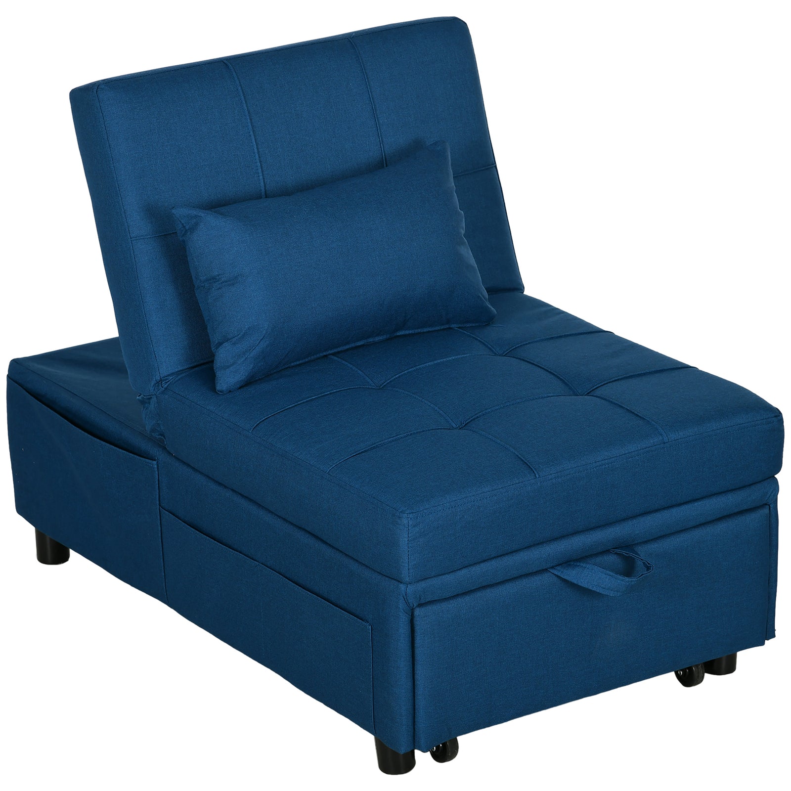 Folding Sofa Bed Adjustable Single Sleeper With Pillow | One Size | Blue