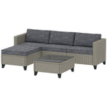 5 Pieces Rattan Garden Furniture Set W/ Corner Sofa, Table