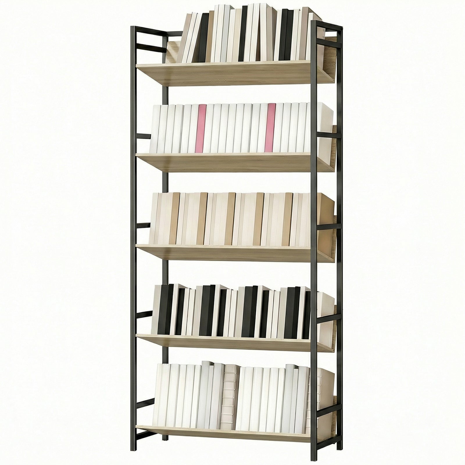 Bookcase Anti-slip Design 5-tier | Oak