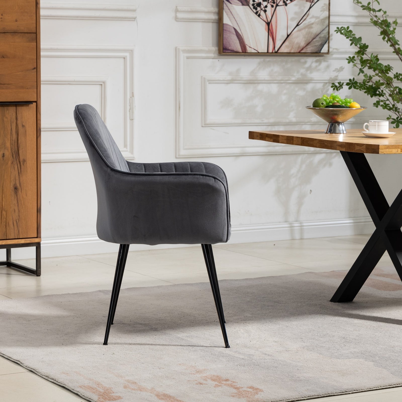 Set Of 2 Carrara Velvet Dining Chairs