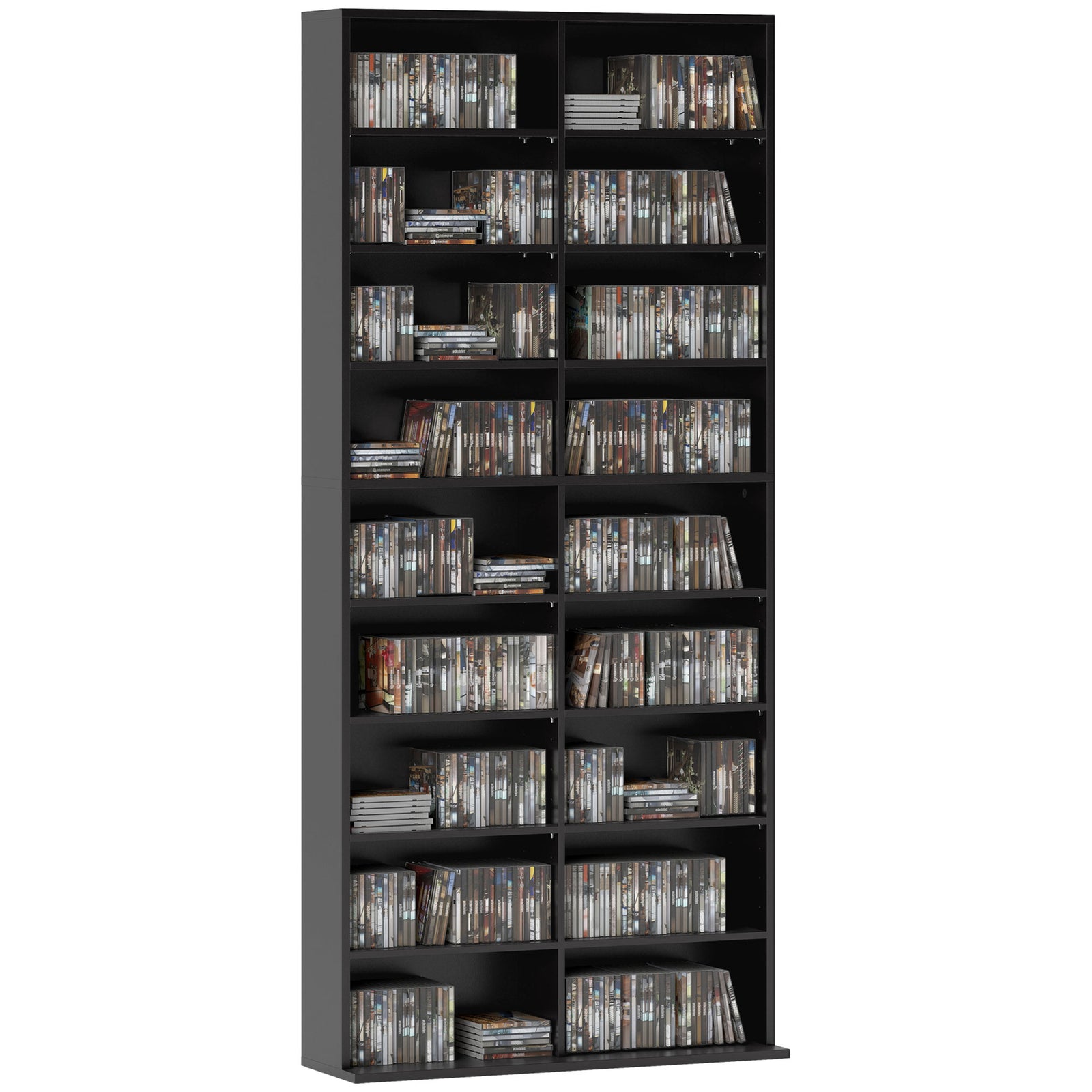 260/640 Cd 120/360 Dvd Storage Tower W/ 9/18 Compartments | Large | Black