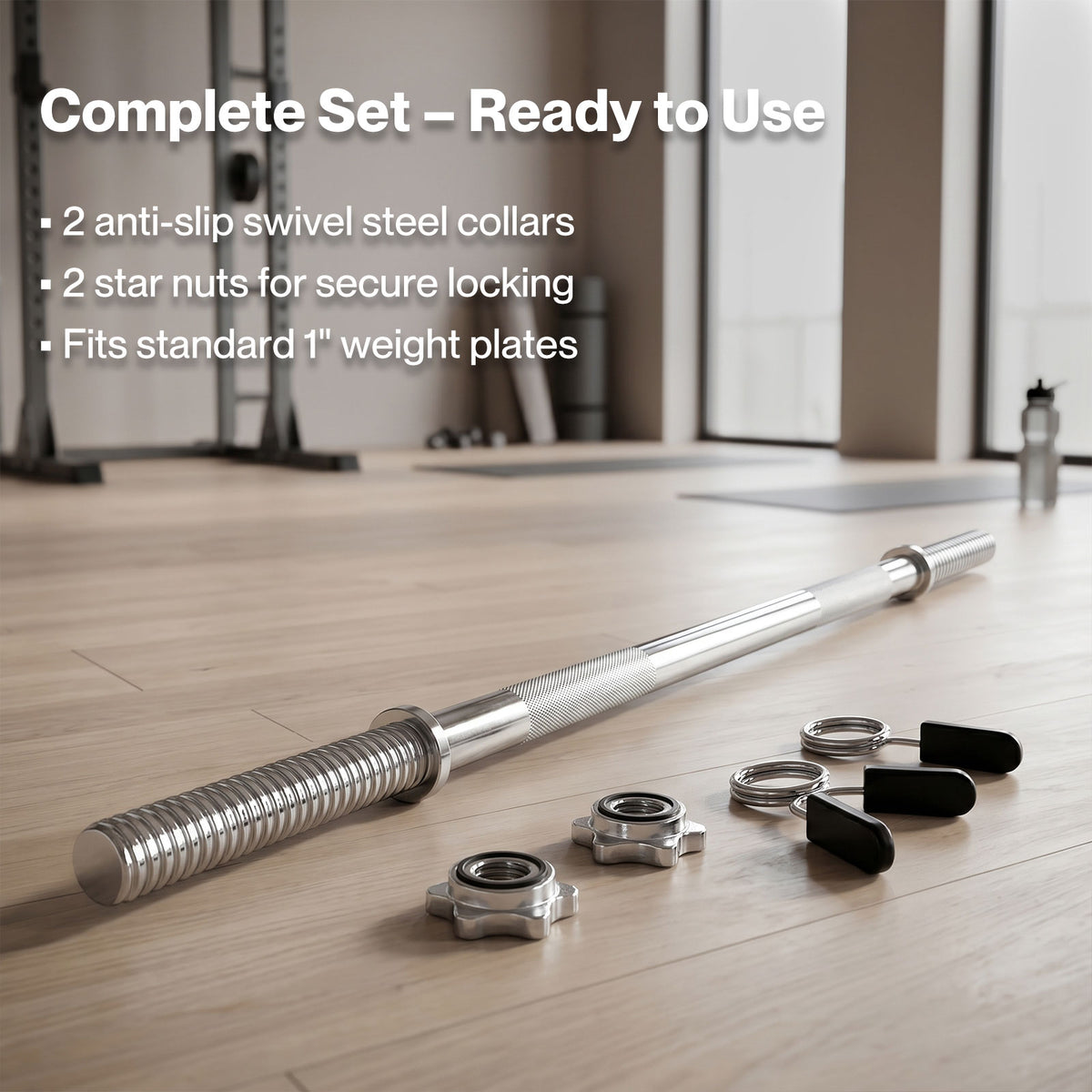 Centra Standard Barbell Bar 140cm Weight Lifting Strength Home Gym Training