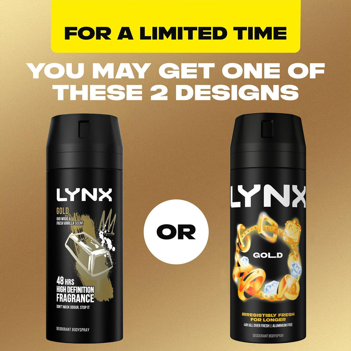 Gold Body Spray Deodorant 48hrs High Definition Fragrance 150ml | Set of 6
