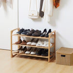 Bamboo Shoe Rack, 3-tier Shoe Storage Shelf For 9 Pair