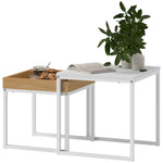 Coffee Table Set Square Nest Of Tables For Small Space | One Size | White