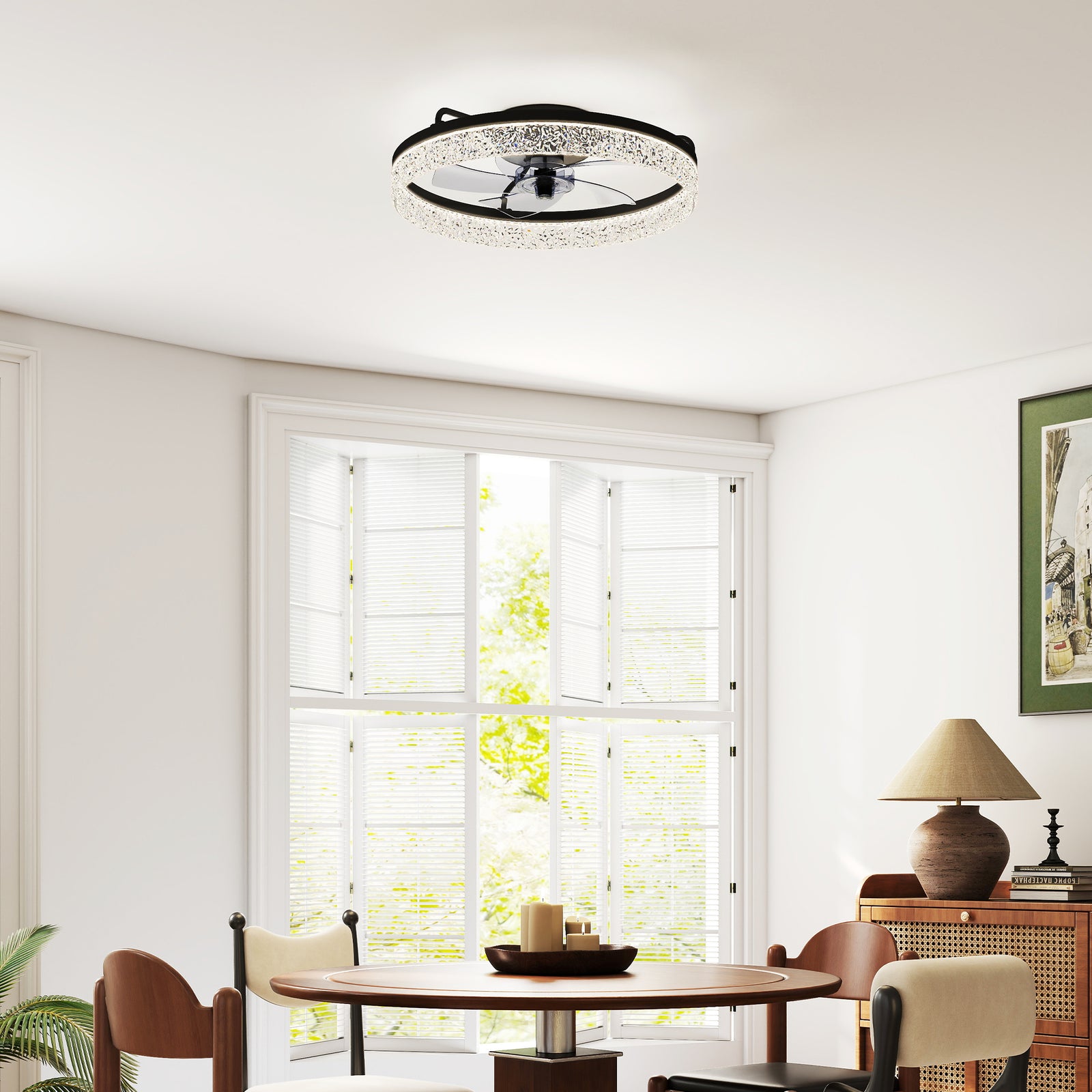 Ceiling Fans With Lights And Remote & App Control For Bedroom | Black
