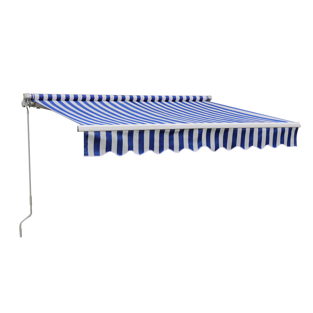 200cm W X 150cm D Outdoor Retractable Patio Awning For Window And Door | One Size | Blue & White