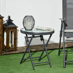 Round Folding Side Table With Imitation Marble Top | Antique White