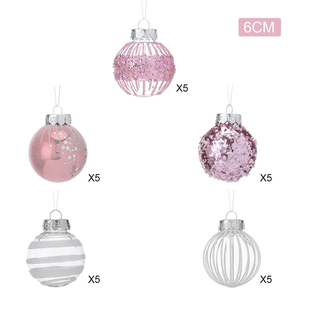 25pcs Christmas Ball Ornament Set | Pink