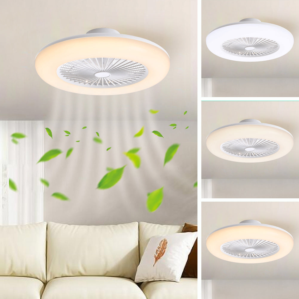 55cm Ceiling Fan With 5 Acrylic Blades & Dimmable Led Light Adjustable Speed Quiet Fan With Remote Control | White