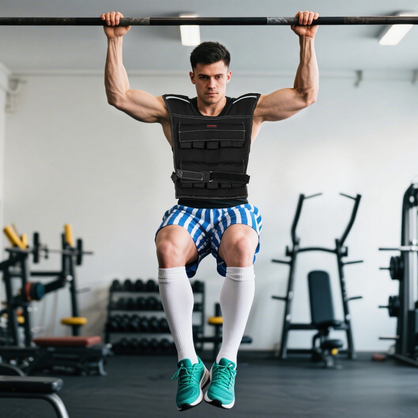 20kg Adjustable Weighted Vest With 20 Metal Weights, Weight Vest
