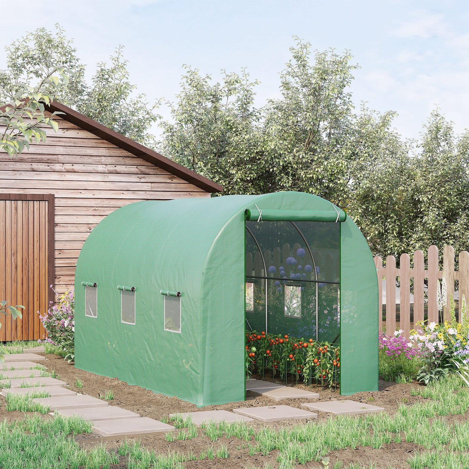 Walk-in Polytunnel Greenhouse 3.5x2m - Green
