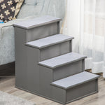 4 Step Wooden Dog Steps Pet Stairs Cat Ladder For Bed Couch | Gray