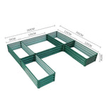 U-shaped Raised Garden Bed Metal Planter Box With 5 Compartments | Green