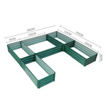 U-shaped Raised Garden Bed Metal Planter Box With 5 Compartments | Green