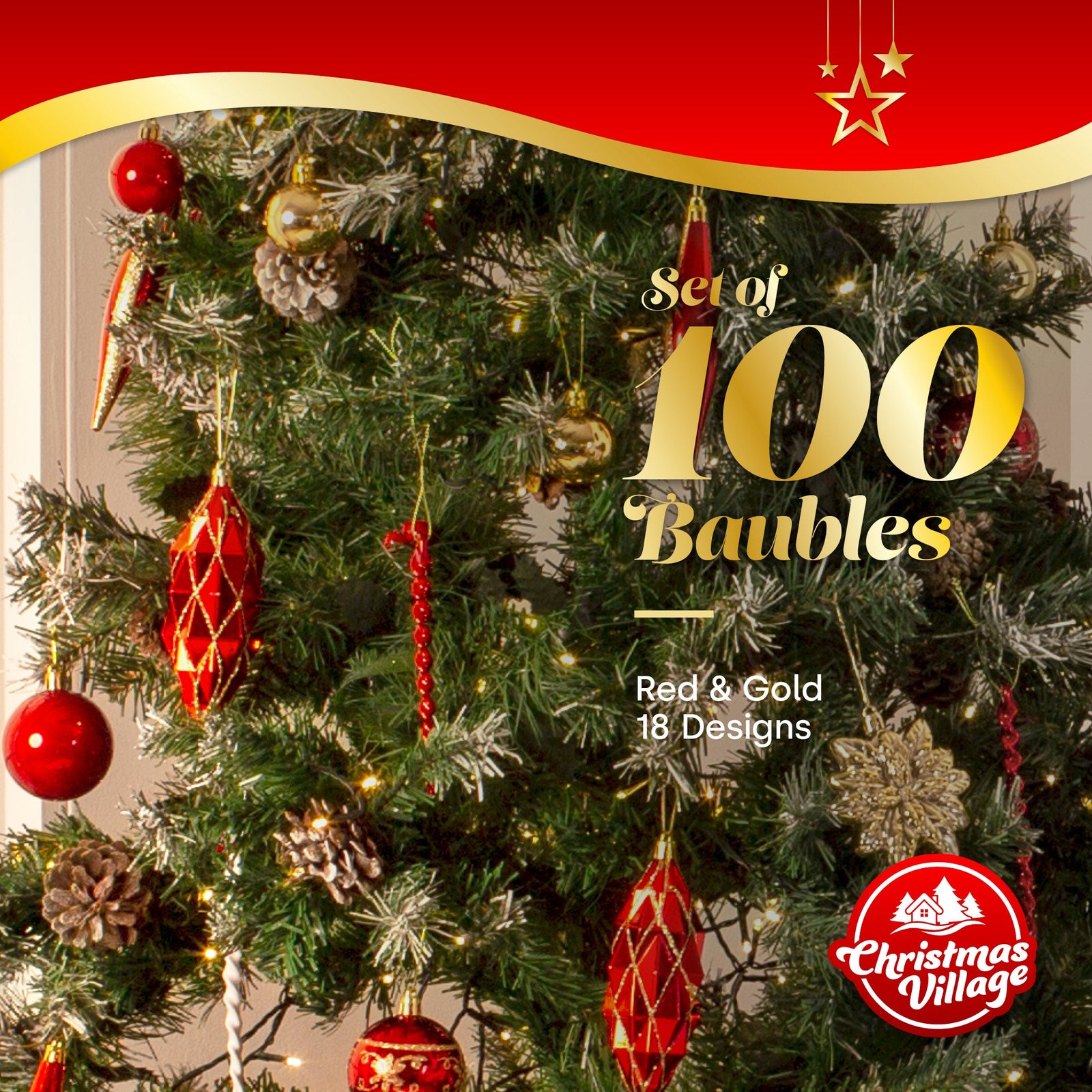 100 Christmas Baubles - Gold & Silver