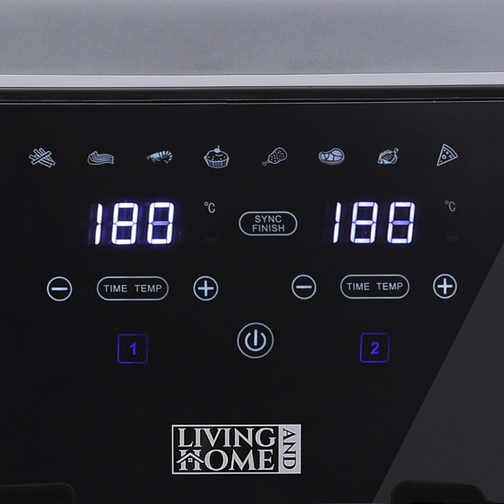 8l Dual-basket Digital Air Fryer With Touch Screen, 8 Programs & Non-stick | Black