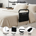 Bed Rails Adjustable Storage Pocket Assist Support Side Railings | White & Black