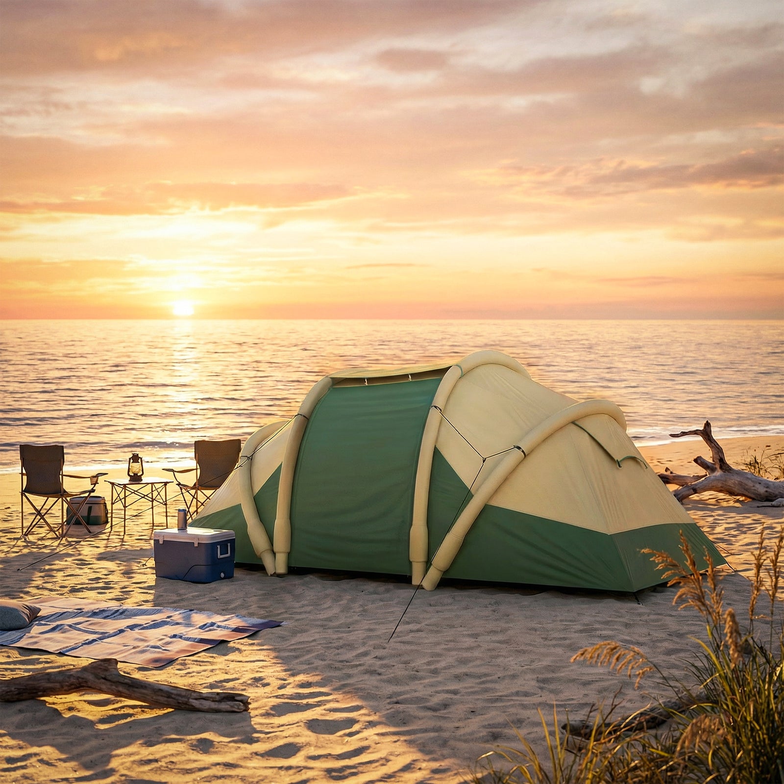 Inflatable Tent 3000mm Waterproof For 4 Person, Green | Green