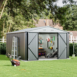 10x12ft Metal Garden Shed Outdoor Metal Storage Shed With Lockable Door