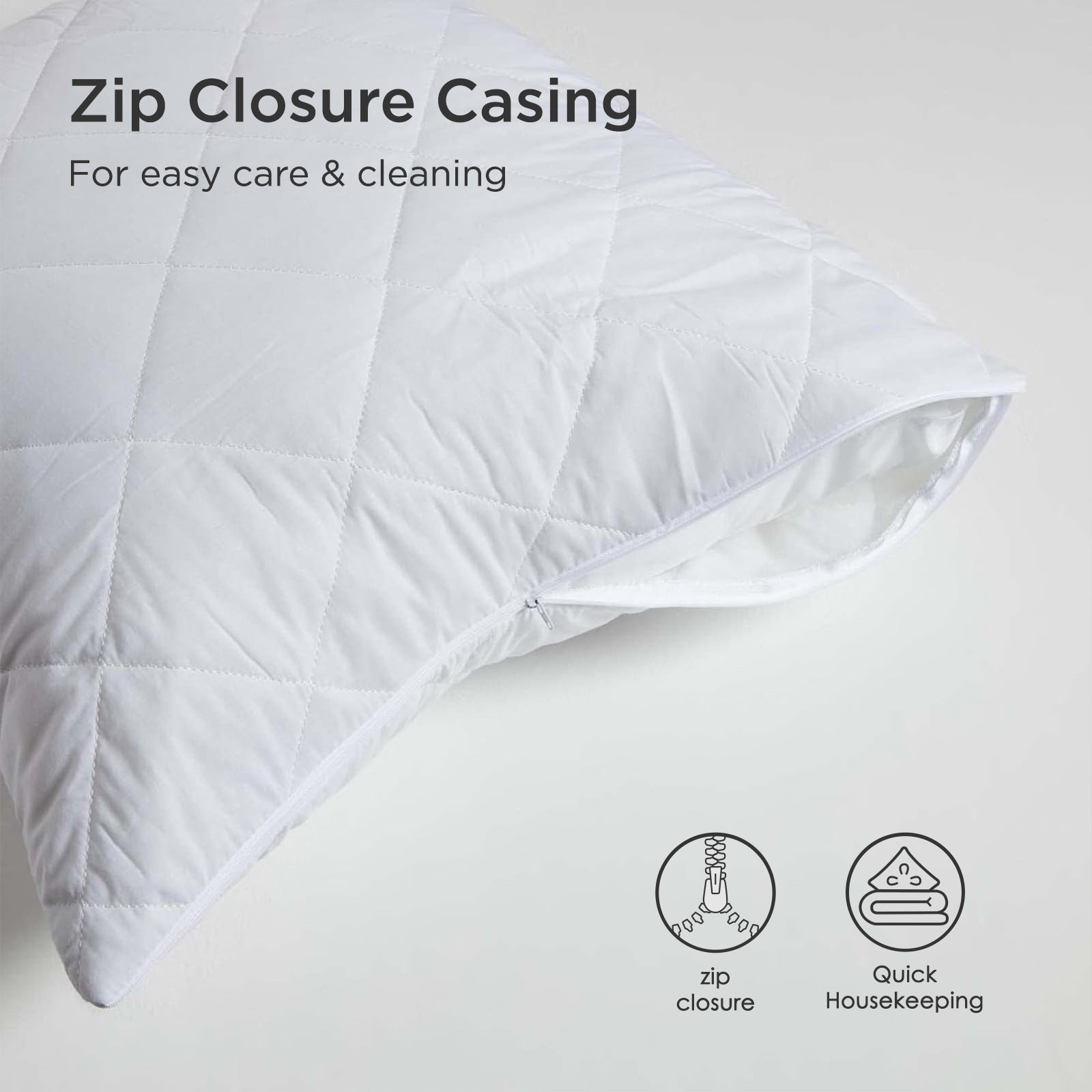 Cotton Rich Quilted Pillow Protectors | 60cm x 60cm | White