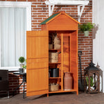Wooden Garden Shed Outdoor Shelves Utility Tool Storage | Orange