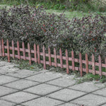 12 Wooden Garden Borders Fixed Picket Fence, Brown