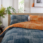 Matches Teal & Tangerine Printed Cotton Rich 200 Thread Count Reversible Duvet Cover Set | King | Multi Colour