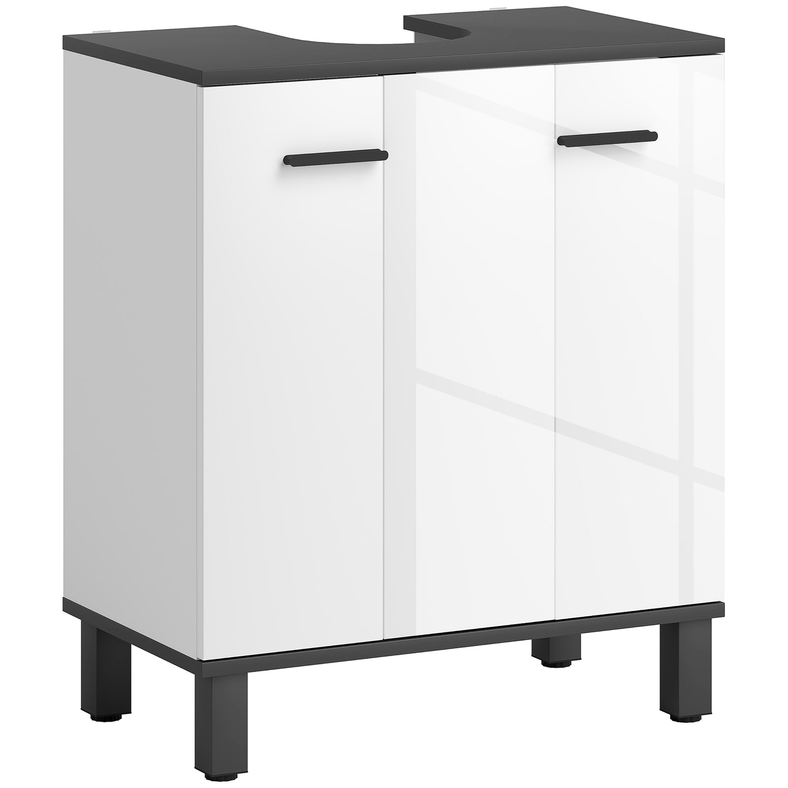 Bathroom Under Sink Cabinet With Adjustable Shelf High Gloss