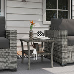 50cm Pe Rattan Coffee Table, Two-tier With Glass Top