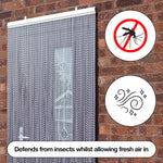 Aluminium Silver Fly Screen Curtains 89cm X 210cm Metal Door Fly Screens Indoor & Outdoor Keeps Out Flies Insects Wasps