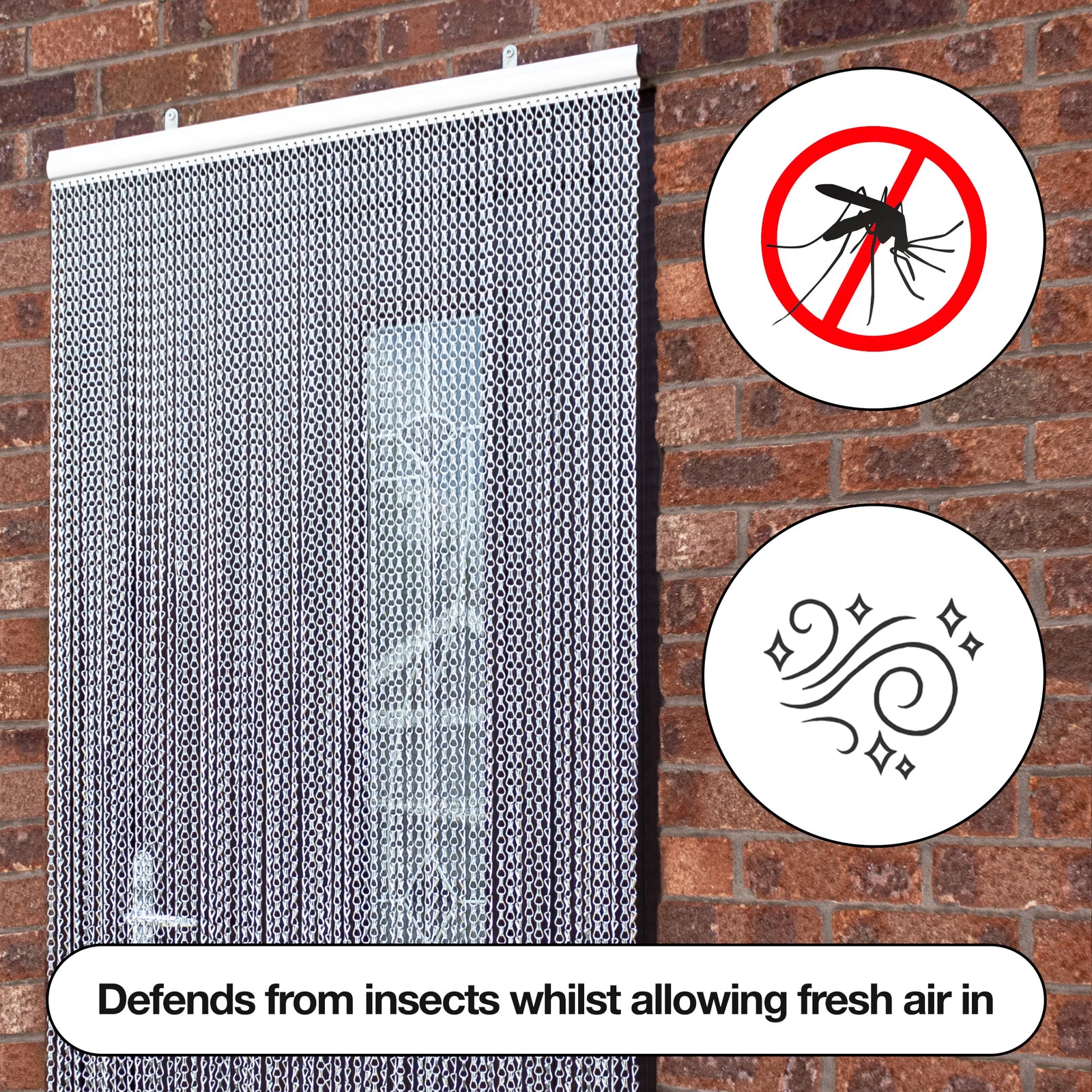 Aluminium Silver Fly Screen Curtains 89cm X 210cm Metal Door Fly Screens Indoor & Outdoor Keeps Out Flies Insects Wasps