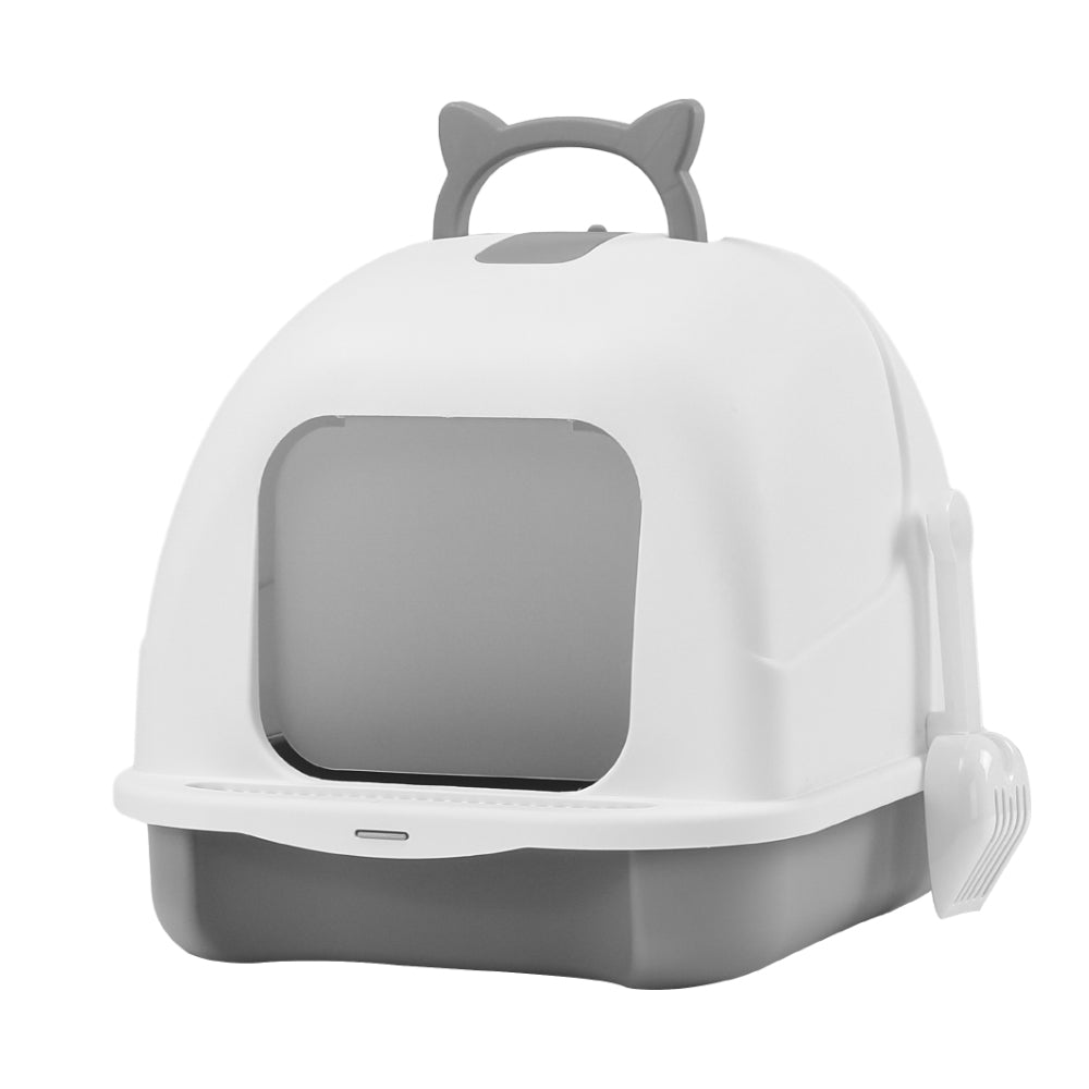 Durable Pp Cat Litter Box With Handle And Scoop Portable | White