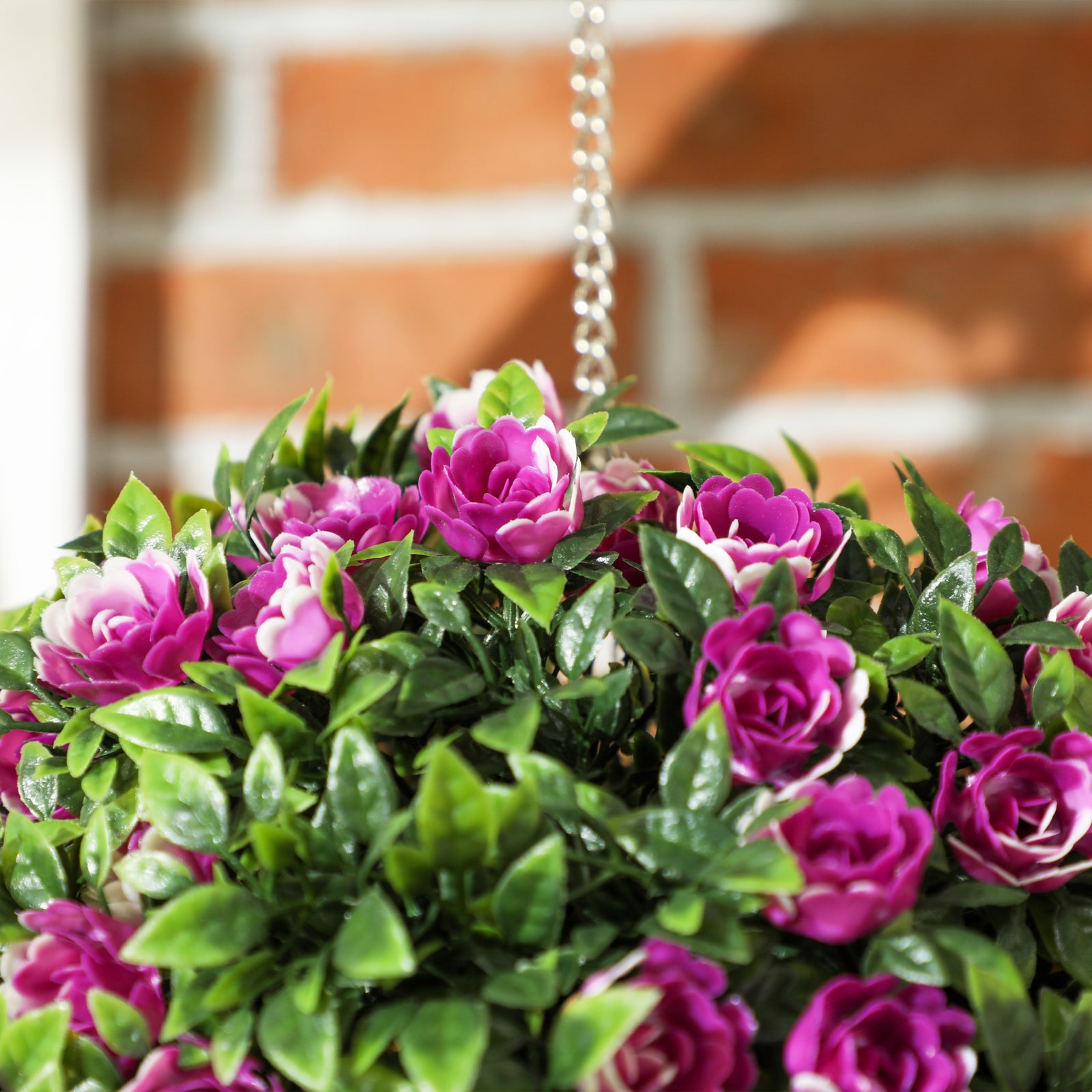 Set Of 2 Artificial Plant Topiary Rose Balls, Faux Plants | Purple