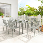 7 Pieces Garden Furniture Set With Stackable Chairs | Light Grey