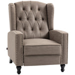 Marble Effect Reclining Armchair W/ Footrest | Brown