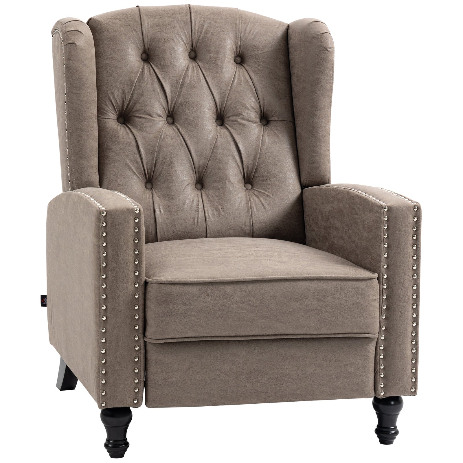 Marble Effect Reclining Armchair W/ Footrest | Brown